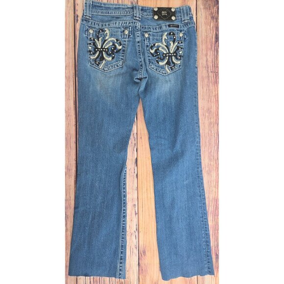 Miss Me Womens Embellished Bootcut Raw Hem Jeans 29x30 - Picture 2 of 11